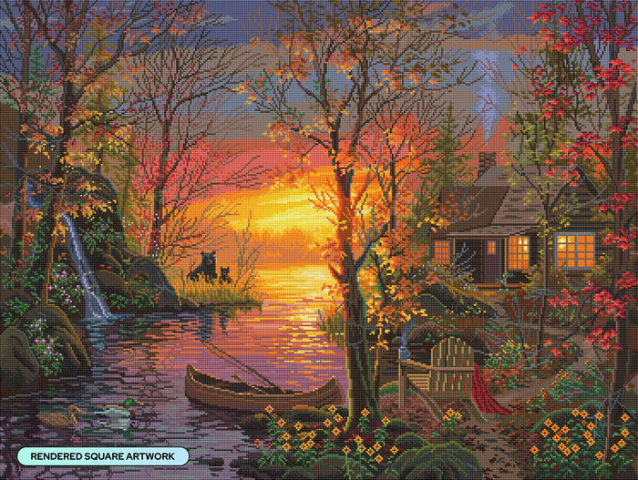 Diamond Painting Autumn Vacation 36.6" x 27.6" (92.8cm x 69.9cm) / Square with 63 Colors including 2 ABs and 5 Fairy Dust Diamonds / 104,813