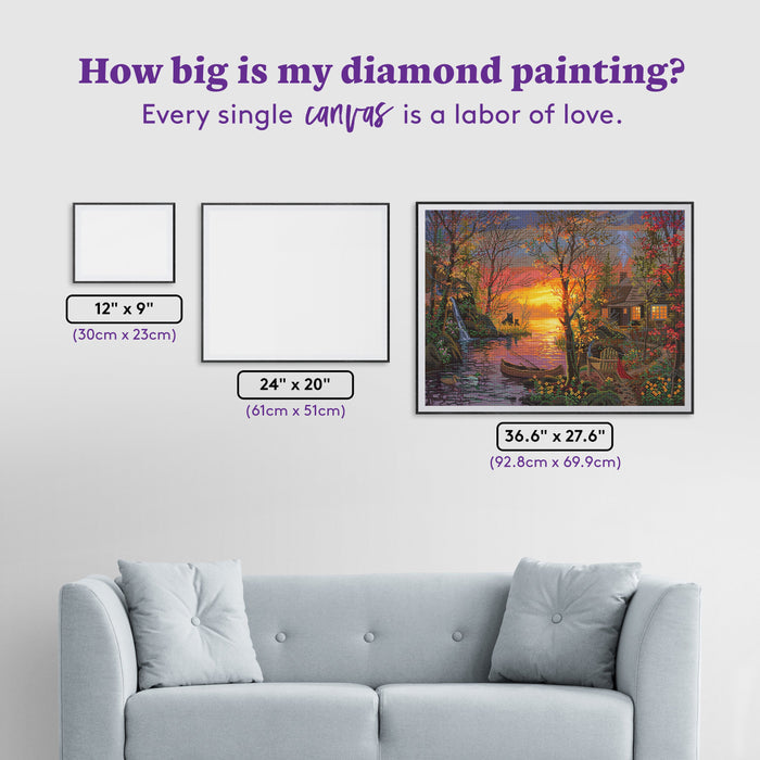 Diamond Painting Autumn Vacation 36.6" x 27.6" (92.8cm x 69.9cm) / Square with 63 Colors including 2 ABs and 5 Fairy Dust Diamonds / 104,813