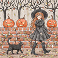 Diamond Painting Autumn Walk 22" x 22" (55.8cm x 55.8cm) / Square With 43 Colors Including 2 ABs and 1 Iridescent Diamond and 2 Fairy Dust Diamonds / 50,176