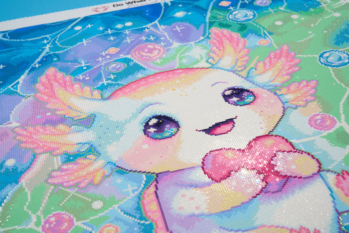 Diamond Painting Axolotl 23.6" x 33.5" (60cm x 84.9cm) / Square with 53 Colors including 1 AB and 4 Fairy Dust Diamonds / 82,181