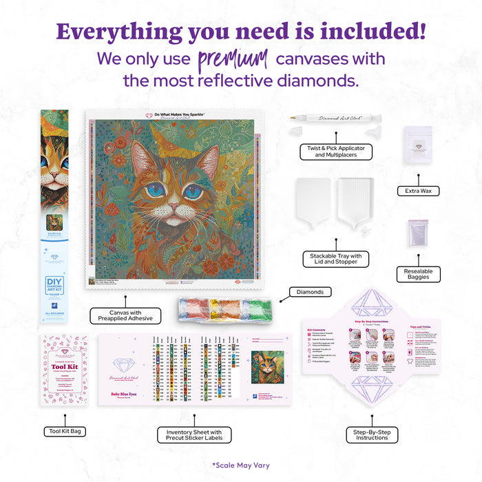 Diamond Painting Baby Blue Eyes 25.6" x 25.6" (65cm x 65cm) / Square with 91 Colors including 3 ABs and 3 Fairy Dust Diamonds / 68,121
