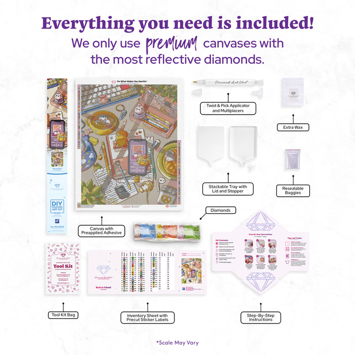 Diamond Painting Back to School 25.6" x 31.9" (65cm x 80.9cm) / Square with 66 Colors including 6 Fairy Dust Diamonds / 84,825