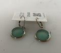 Baked Beads Silver Teal Sea Glass Dangle Earrings