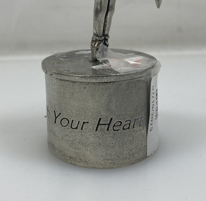 Basic Spirit Fine Pewter Ballerina Wish Box Figurine With Earrings