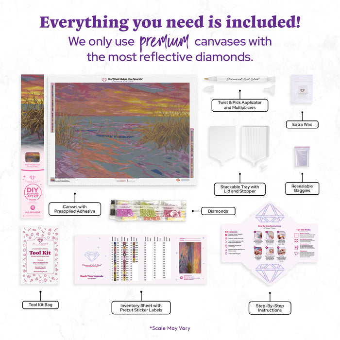 Diamond Painting Beach Time Serenade 31" x 22" (78.7cm x 55.6cm) / Round with 43 Colors including 2 ABs and 3 Fairy Dust Diamonds / 57,772