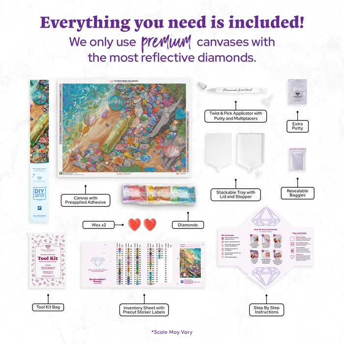 Diamond Painting Beachcomber's Bounty 38.6" x 27.6" (98cm x 70cm) / Square With 73 Colors Including 5 AB and 3 Fairy Dust Diamonds / 110,433
