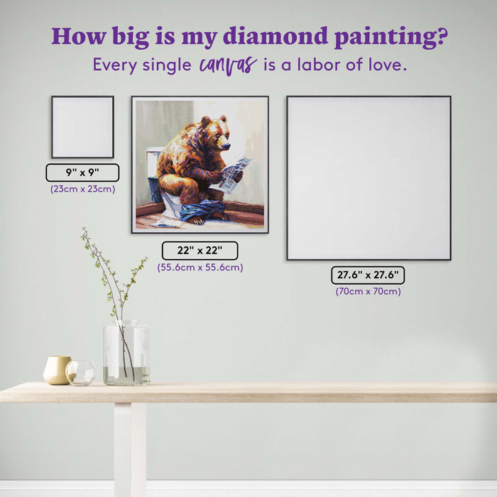 Diamond Painting Bearly Informed 22" x 22" (55.6cm x 55.6cm) / Round with 51 Colors including 1 AB and 4 Fairy Dust Diamonds / 40,804