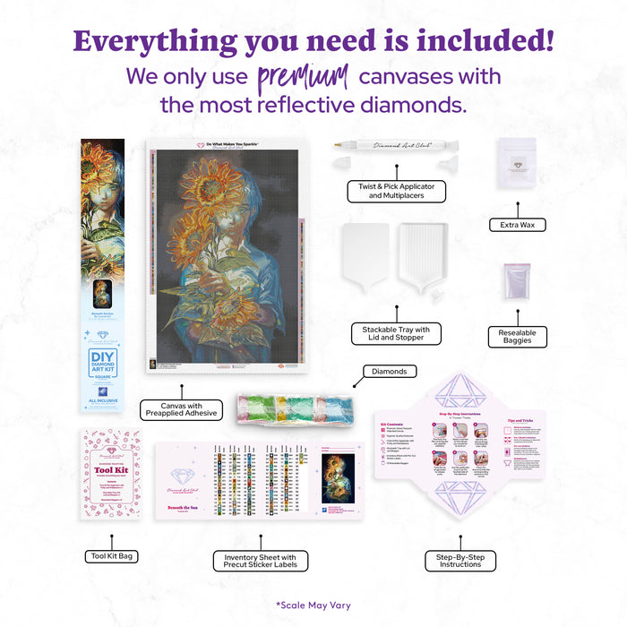 Diamond Painting Beneath the Sun 22" x 33" (55.8cm x 83.6cm) / Square with 87 Colors including 3 ABs and 3 Fairy Dust Diamonds / 75,264