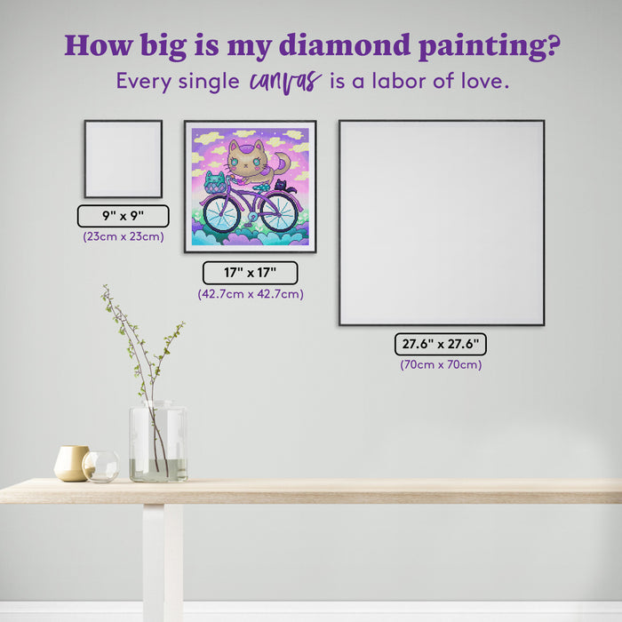 Diamond Painting Bicycle Ride 17" x 17" (42.7cm x 42.7cm) / Round with 43 Colors including 2 ABs and 3 Fairy Dust Diamonds / 24,025