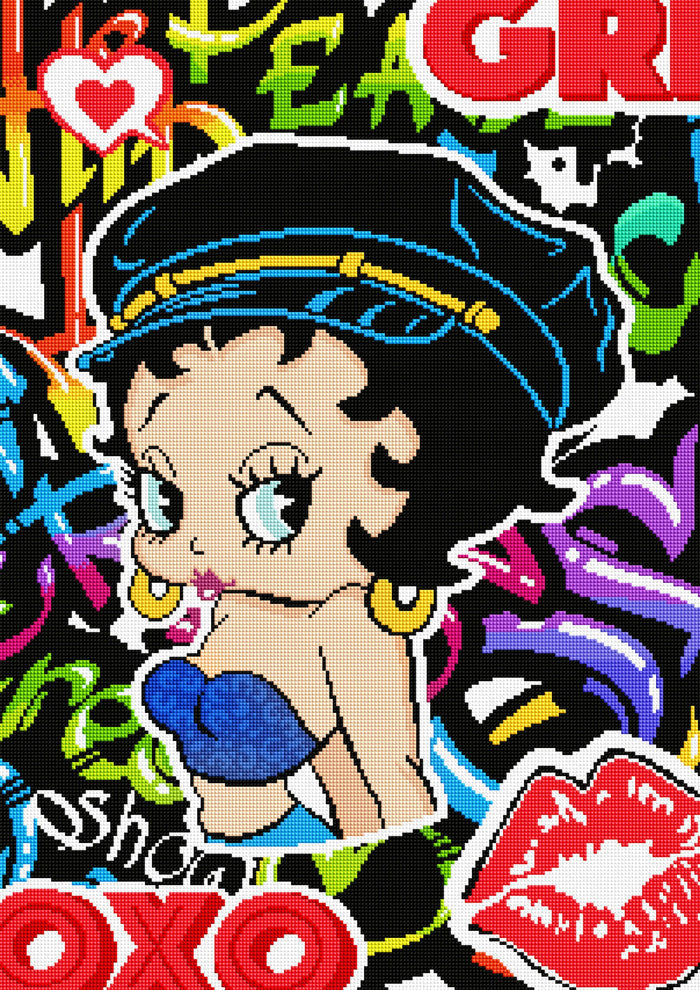 Diamond Painting Biker Betty 20" x 28″ (51cm x 71cm) / Square with 23 Colors including 2 ABs