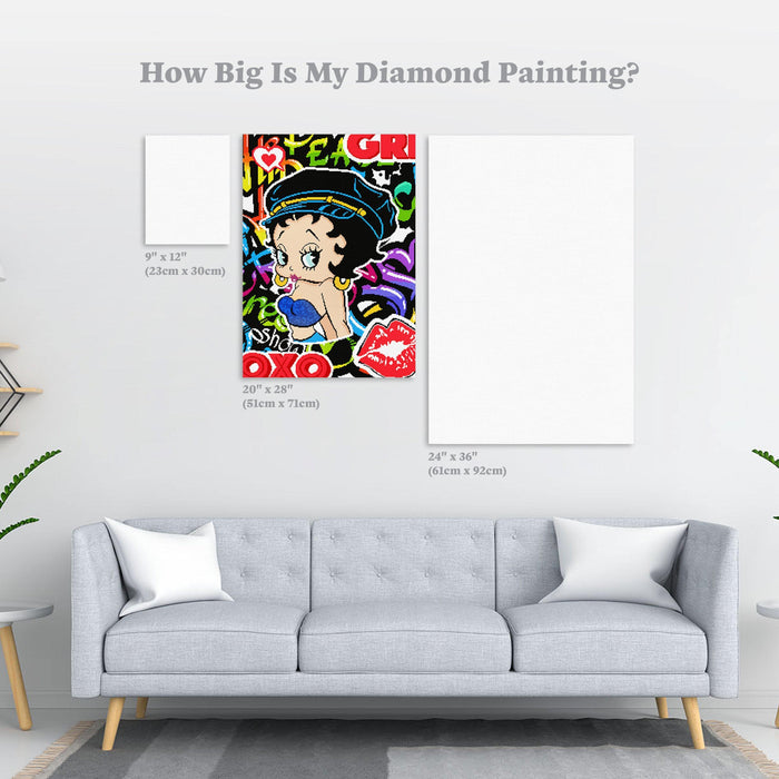 Diamond Painting Biker Betty 20" x 28″ (51cm x 71cm) / Square with 23 Colors including 2 ABs
