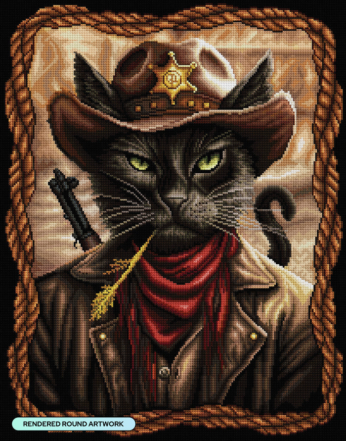 Diamond Painting Billy the Cat 22" x 28" (55.6cm x 70.7cm) / Round with 47 Colors including 2 ABs and 3 Fairy Dust Diamonds / 51,914