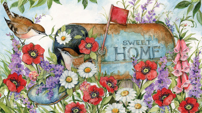Diamond Painting Birds in the Mailbox 30" x 17" (75.9cm x 42.7cm) / Round with 67 Colors including 5 ABs and 2 Fairy Dust Diamonds / 42,780