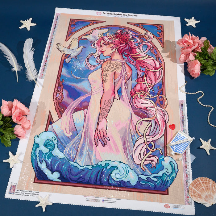 Diamond Painting Birth of Venus 25.6" x 39.8" (65cm x 100.8cm) / Square with 72 Colors including 2 ABs and 5 Fairy Dust Diamonds / 105,705