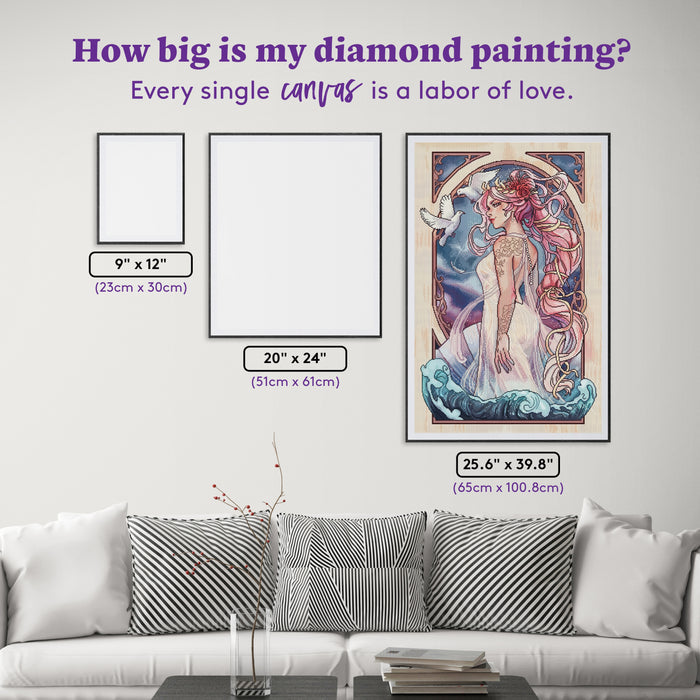 Diamond Painting Birth of Venus 25.6" x 39.8" (65cm x 100.8cm) / Square with 72 Colors including 2 ABs and 5 Fairy Dust Diamonds / 105,705
