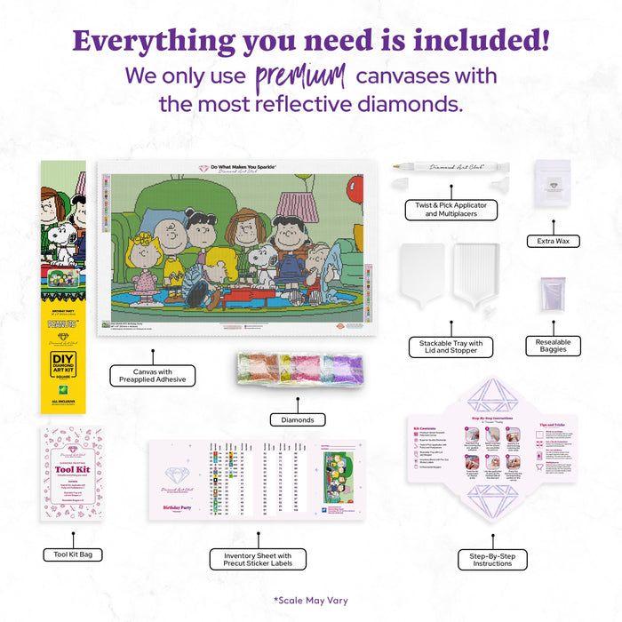 Diamond Painting Birthday Party 29" x 17" (73.7cm x 43cm) / Square With 24 Colors including 4 AB Diamonds and 2 Fairy Dust Diamonds / 51,208