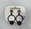 Black Circular Metallic Red and Orange Beaded Earrings