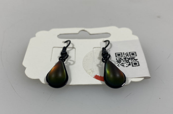 Black Metallic Teardrop Earrings