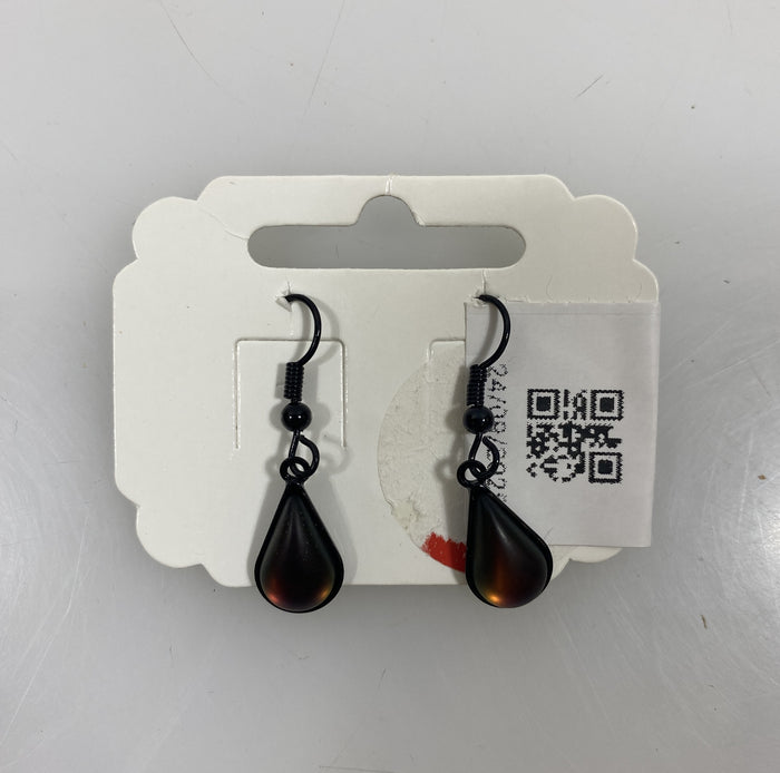 Black Metallic Teardrop Earrings