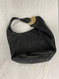 Michael Kors Black Pebbled Leather and Gold Large Sholder Bag