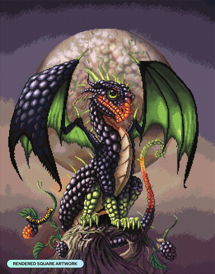 Diamond Painting Blackberry Dragon 25.6" x 32.7" (65cm x 82.9cm) / Square with 52 Colors including 3 ABs and 3 Fairy Dust Diamonds / 86,913