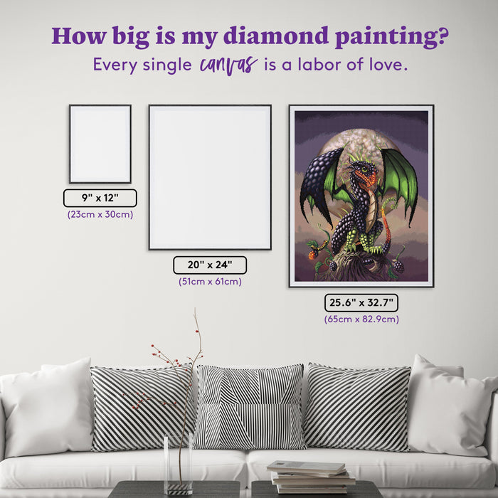 Diamond Painting Blackberry Dragon 25.6" x 32.7" (65cm x 82.9cm) / Square with 52 Colors including 3 ABs and 3 Fairy Dust Diamonds / 86,913