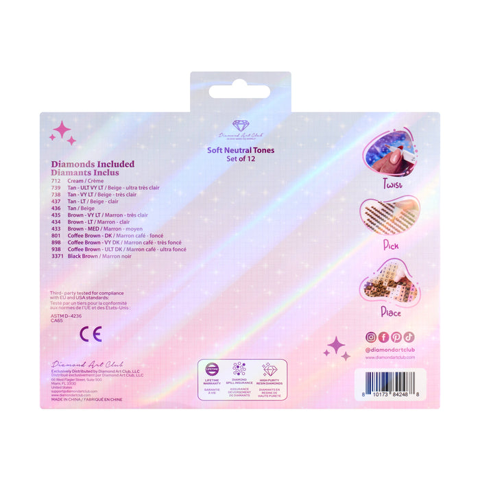 Diamond Painting Bling Diamonds - Soft Neutral Tones Round (Set of 12)