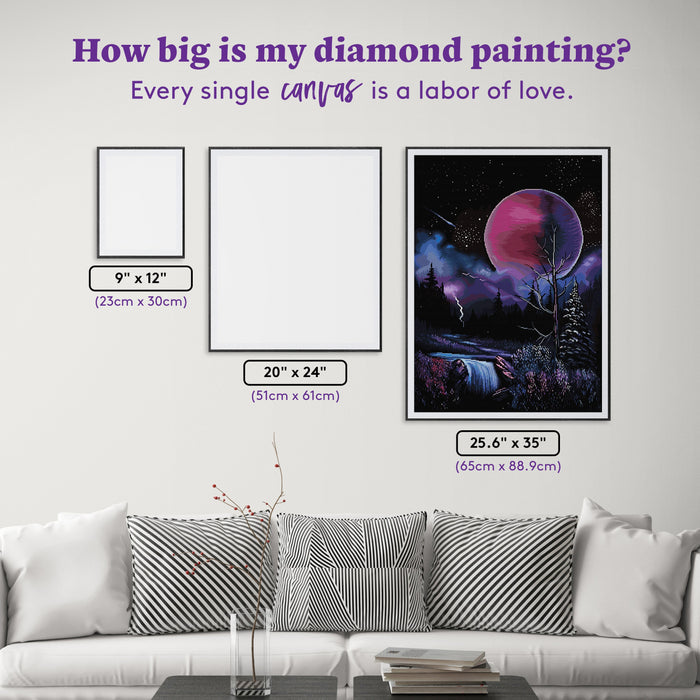 Diamond Painting Blood Moon Falls 25.6" x 35" (65cm x 88.9cm) / Square with 65 Colors including 2 ABs and 2 Fairy Dust Diamonds / 93,177