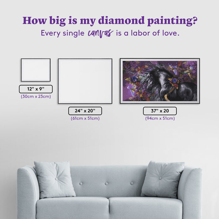 Diamond Painting Blue Rose 37" x 20″ (94cm x 51cm) / Square with 52 Colors including 3 ABs / 74,769