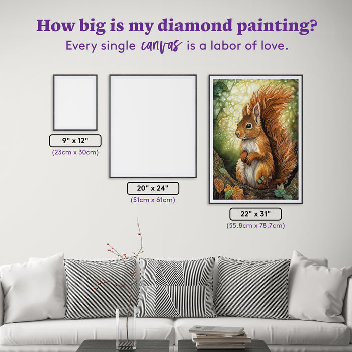 Diamond Painting Boho Squirrel 22" x 31" (55.8cm x 78.7cm) / Square with 77 Colors including 3 ABs and 3 Fairy Dust Diamonds / 70,784
