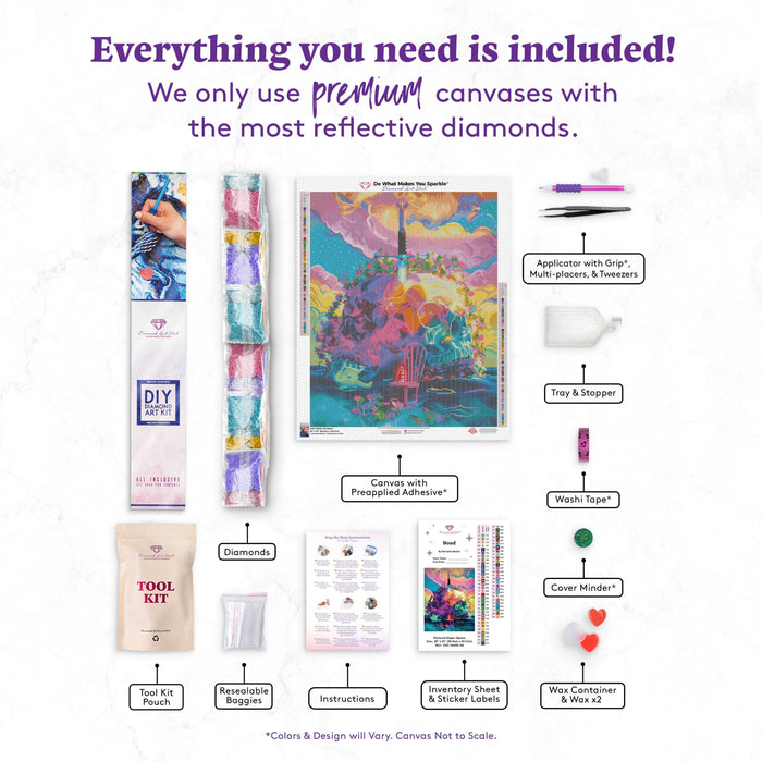 Diamond Painting Bond 20" x 25" (50.8cm x 63.7cm) / Square With 59 Colors Including 4 ABs / 52,224