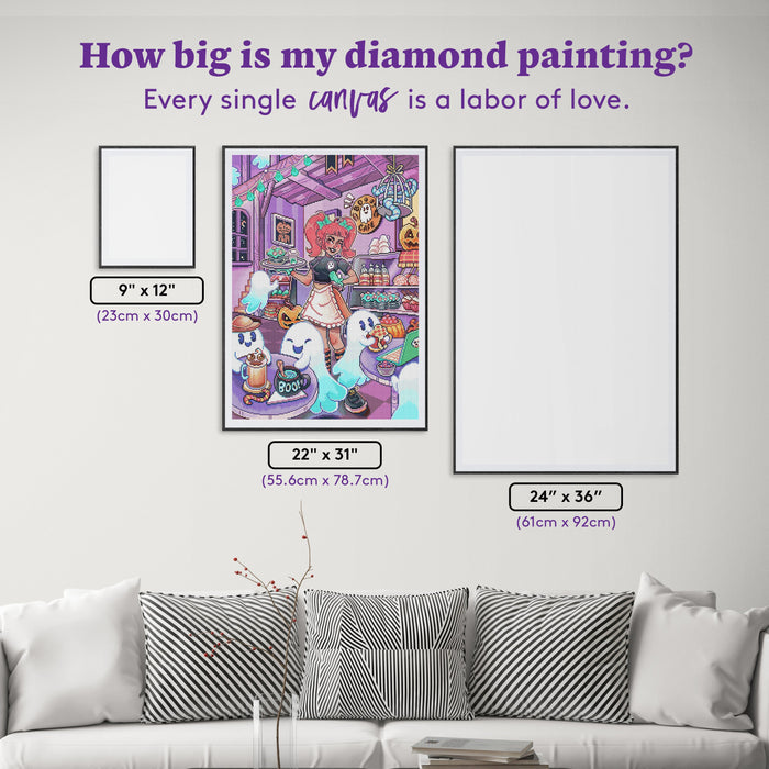 Diamond Painting Boo! Cafe 22" x 31" (55.6cm x 78.7cm) / Round With 66 Colors Including 2 ABs and 5 Fairy Dust Diamonds / 57,772
