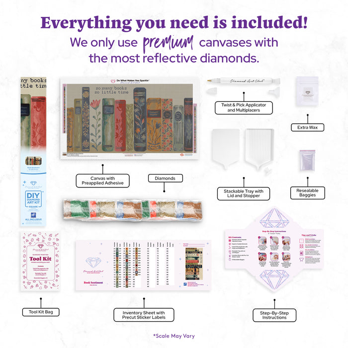 Diamond Painting Book Sentiment 31" x 17" (78.7cm x 43.1cm) / Square with 46 Colors including 2 ABs and 3 Fairy Dust Diamonds / 54,668