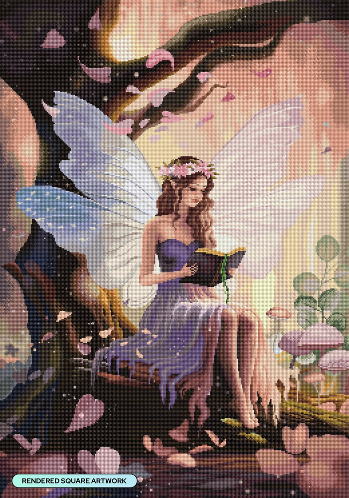 Diamond Painting Bookworm Fairy 25.6" x 36.6" (65cm x 92.8cm) / Square With 85 Colors Including 2 ABs and 4 Fairy Dust Diamonds / 97,353