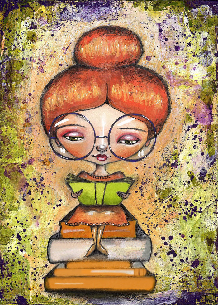 Diamond Painting Bookworm Girl 20" x 28″ (51cm x 71cm) / Round with 54 Colors including 2 ABs