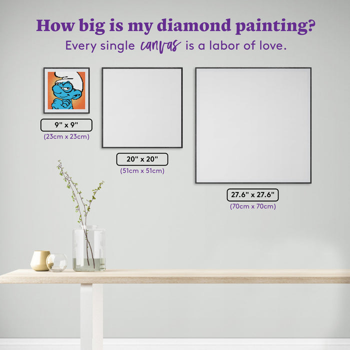 Diamond Painting Brainy Smurf 9" x 9" (23cm x 23cm) / Round with 7 Colors including 1 Glow In The Dark Diamond / 6,724