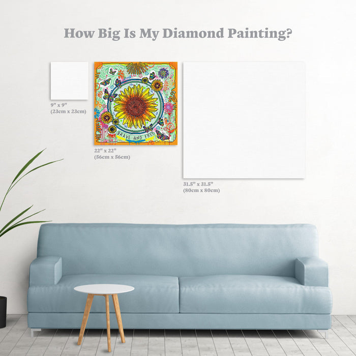 Diamond Painting Brave and Free 22" x 22" (56cm x 56cm) / Square With 37 Colors Including 8 ABs / 48,841