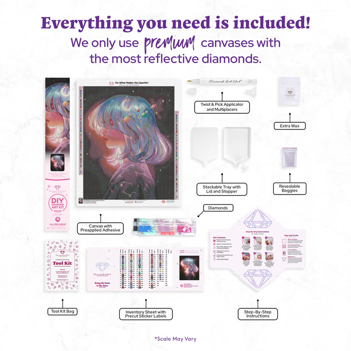 Diamond Painting Bring Me Back to the Stars 22" x 27" (55.6cm x 68.8cm) / Round with 82 Colors including 2 ABs and 1 Frosted Diamond and 4 Fairy Dust Diamonds / 50,500