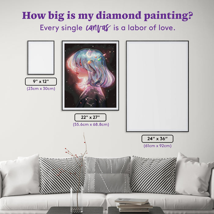 Diamond Painting Bring Me Back to the Stars 22" x 27" (55.6cm x 68.8cm) / Round with 82 Colors including 2 ABs and 1 Frosted Diamond and 4 Fairy Dust Diamonds / 50,500