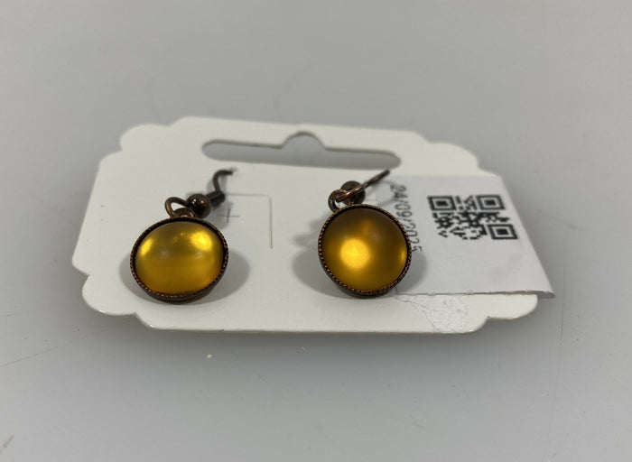 Bronze Metallic Gold Bead Dangle Earrings