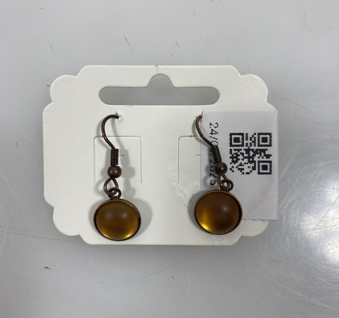 Bronze Metallic Gold Bead Dangle Earrings