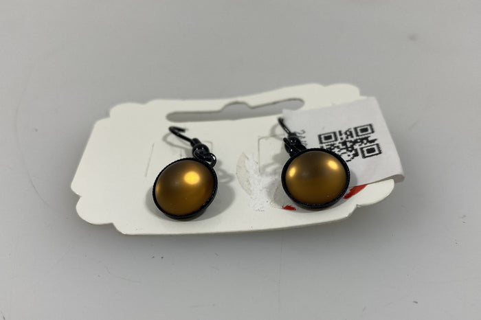 Bronze Metallic Light Brown Bead Dangle Earrings