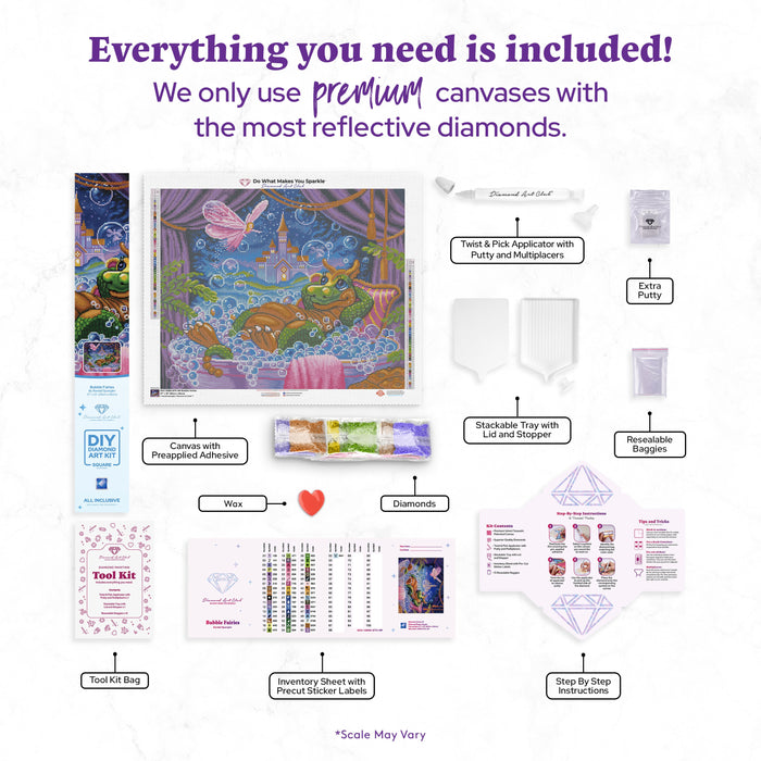 Diamond Painting Bubble Fairies 27" x 22″ (69cm x 56cm) / Square with 52 Colors including 2 ABs / 60,382