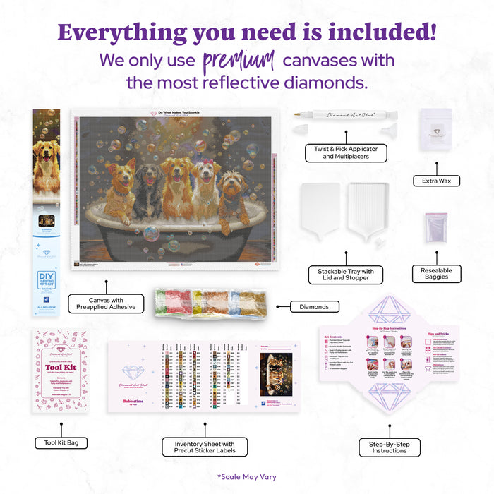 Diamond Painting Bubbletime 36.6" x 27.6" (92.8cm x 69.9cm) / Square with 80 Colors including 2 ABs and 4 Fairy Dust Diamonds / 104,813