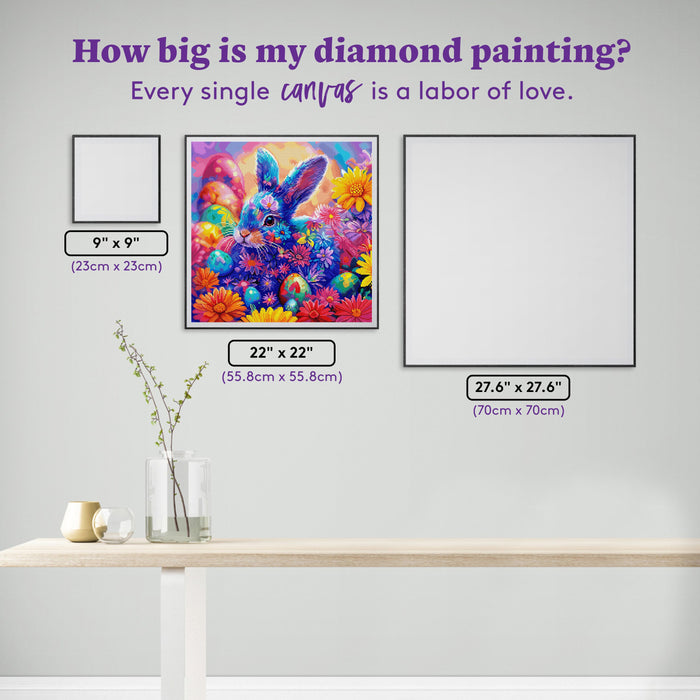 Diamond Painting Bunny Love 22" x 22" (55.8cm x 55.8cm) / Square with 87 Colors including 4 ABs and 2 Fairy Dust Diamonds / 50,176