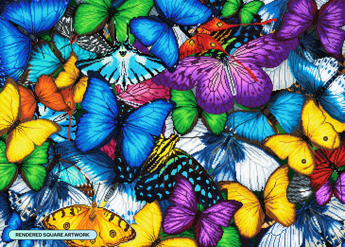 Diamond Painting Butterflies 35.8" x 25.6" (90.8cm x 65cm) / Square with 53 Colors including 3 ABs and 5 Fairy Dust Diamonds / 95,265