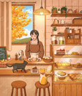 Diamond Painting Café in the Autumn 25.6" x 29.9" (65cm x 75.9cm) / Square With 48 Colors Including 3 ABs and 3 Fairy Dust Diamonds / 79,605