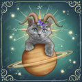 Diamond Painting Capricorn Zodiac Kitten 17" x 17" (42.9cm x 42.9cm) / Round with 43 Colors including 1 Frosted Diamond and 4 Fairy Dust Diamonds / 24,336