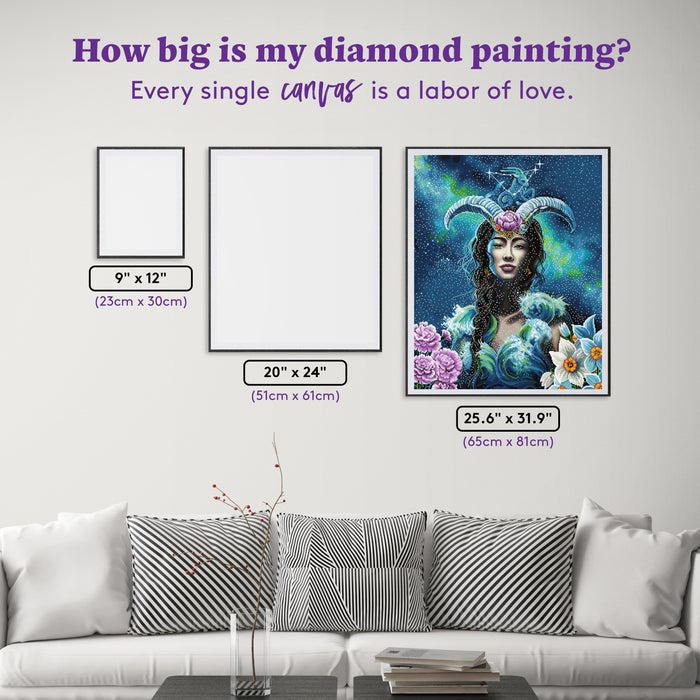 Diamond Painting Capricorn 25.6" x 37.9" (65cm x 81cm) / Square with 69 colors including 3 ABs and 4 Fairy Dust Diamonds / 84,825