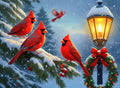 Diamond Painting Cardinals' Quiet Noel 30" x 22" (75.9cm x 55.6cm) / Round with 56 Colors including 1 AB and 3 Fairy Dust Diamonds / 55,752